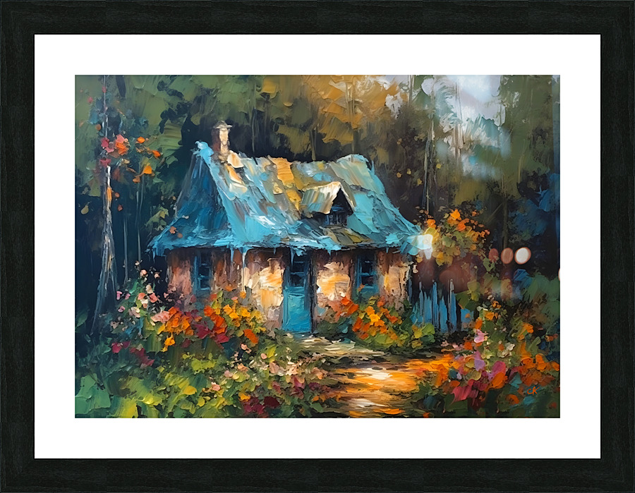 Secluded Blue Cottage Picture Frame print