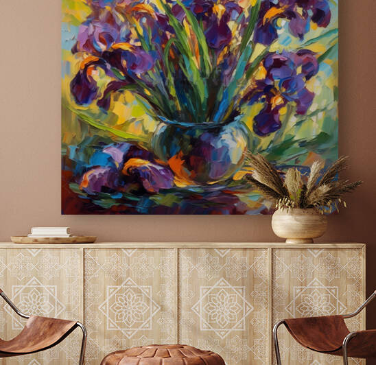 “Violet Abundance: Irises in Bloom” Reproduction