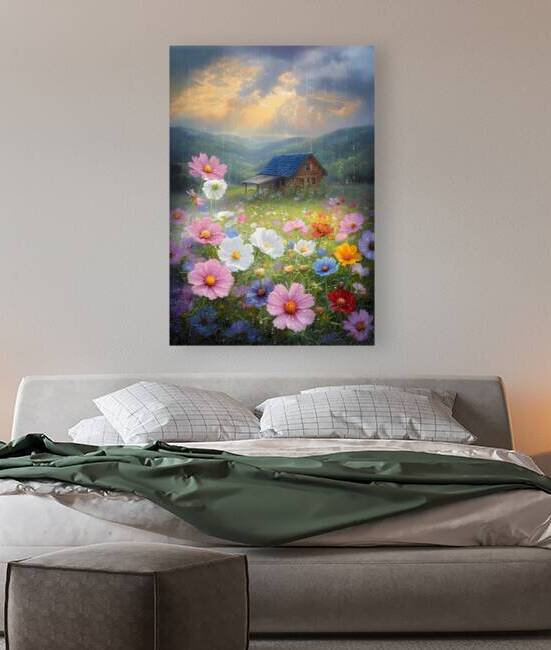 Rain-Kissed Reverie: Impressionistic Floral Landscape Wall Art by PODIFY4YOU