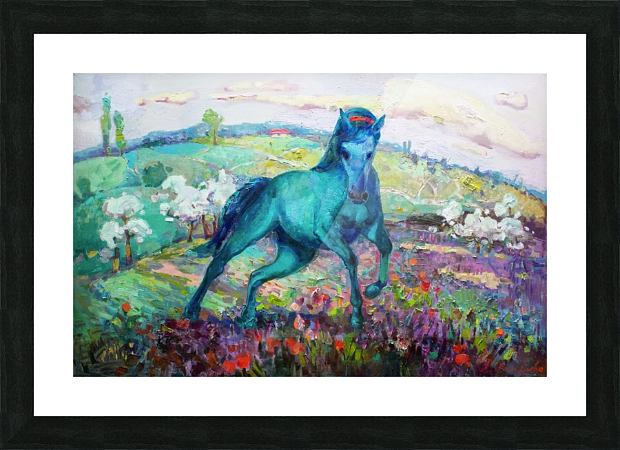 Green horse Picture Frame print