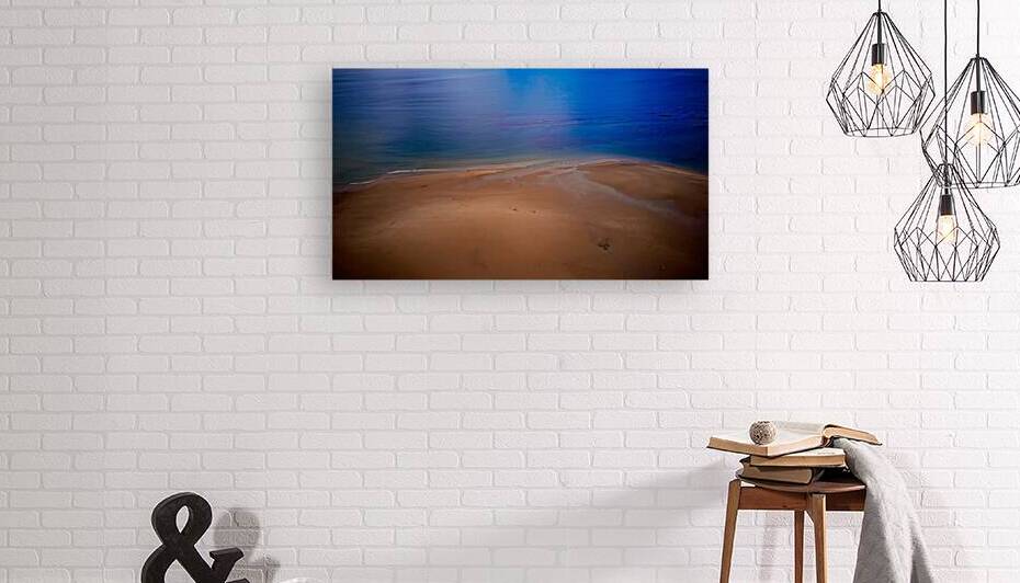 Aerial View of Serene Beach with Calm Waters at Cayton Bay Yorkshire by Vasile Jechiu