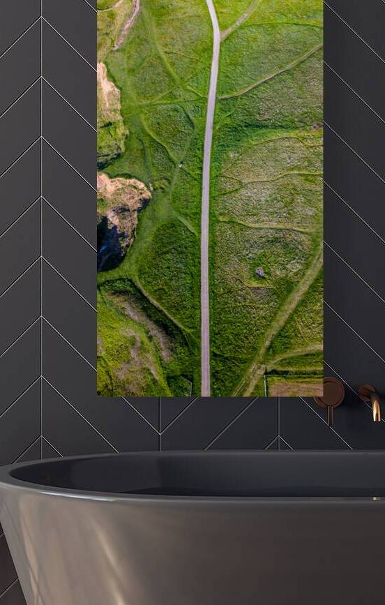 Aerial view of the walk path in Flamborough England by Vasile Jechiu