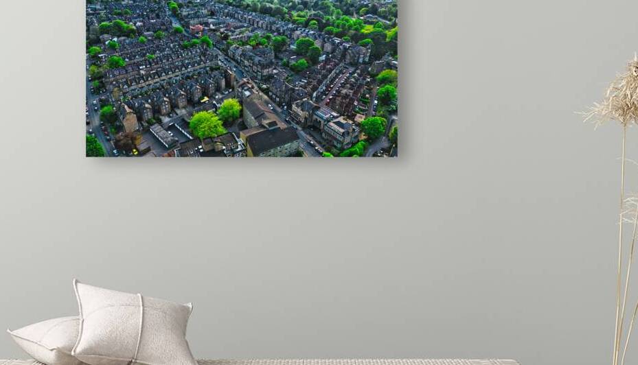 Aerial view of suburban residential neighborhood in Harrogate North Yorkshire by Vasile Jechiu