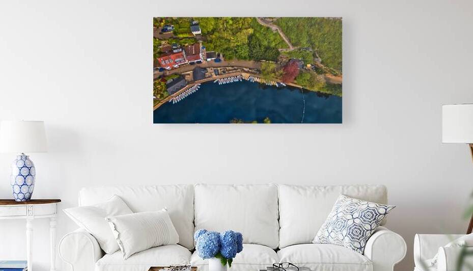Lakeside Aerial View with Boats in Knaresborough Yorkshire by Vasile Jechiu