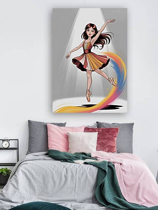 Elegant Ballerina Dance Illustration Graceful Ballet Art with Colorful Motion by salhi mohammed yassine