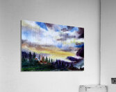 Cloudy Sunset Himalaya Mountain Landscape  Watercolor Painting Acrylic Print