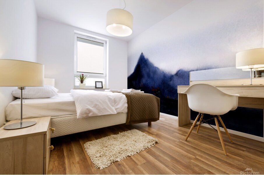 Mysterious Mountain Himalaya  Watercolor Landscape   Mural print