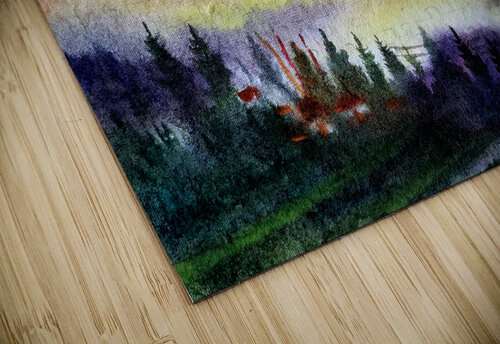 Cloudy Sunset Himalaya Mountain Landscape  Watercolor Painting Samiran Sarkar puzzle