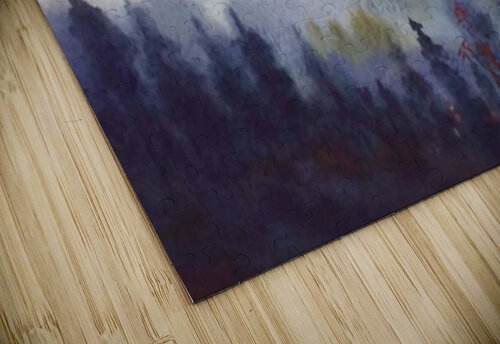 Cloudy Mountain Himalaya Landscape  Watercolor Painting Samiran Sarkar puzzle