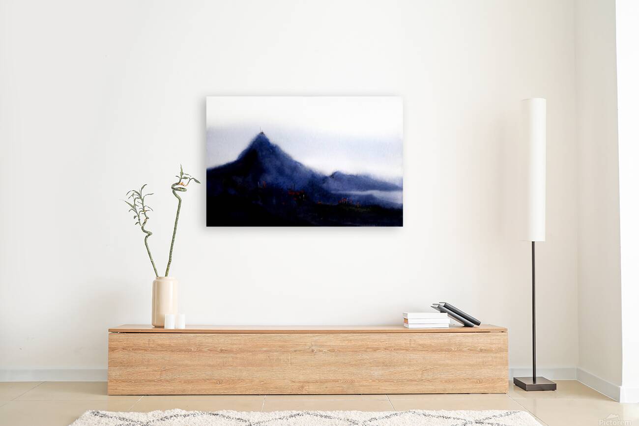 Mysterious Mountain Himalaya  Watercolor Landscape   Reproduction