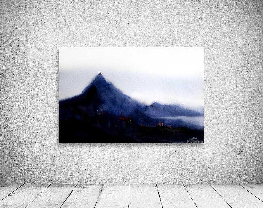 Mysterious Mountain Himalaya  Watercolor Landscape   Wall Preview