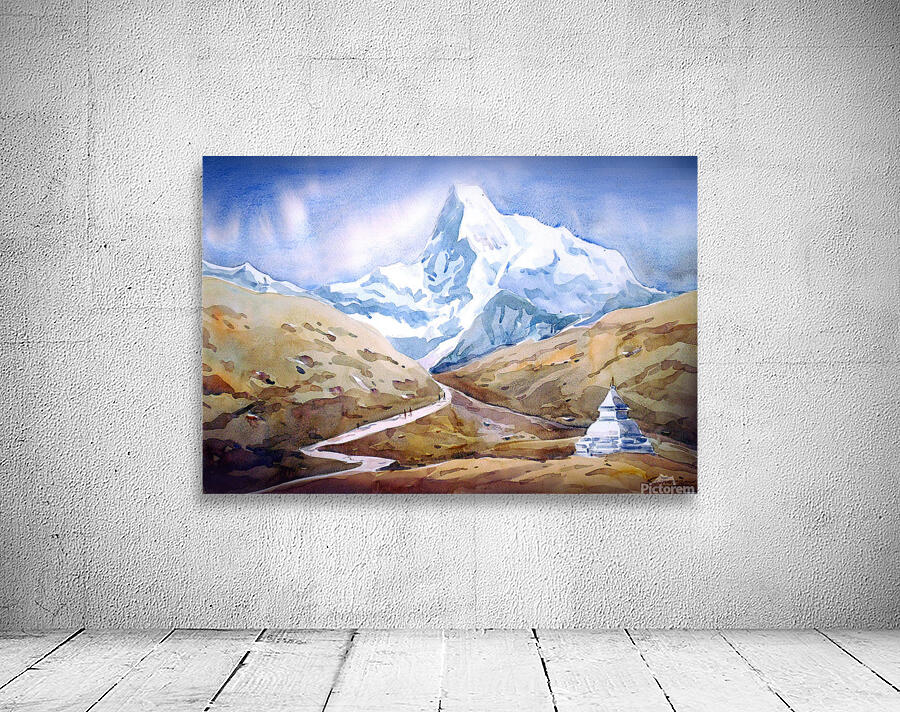 Majestic Mount Himalaya  Watercolor Painting  Wall Preview