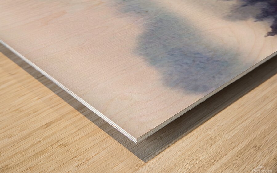 Cloudy Mountain Himalaya Landscape  Watercolor Painting Wood print