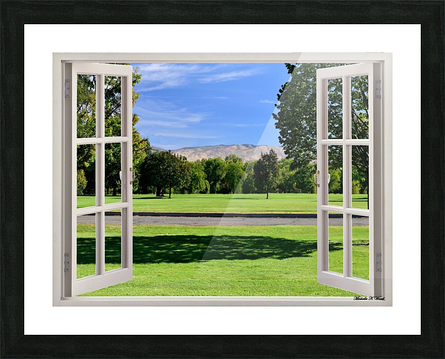 Relaxing Nature Walk - Lawn and Distant Hills Picture Frame print