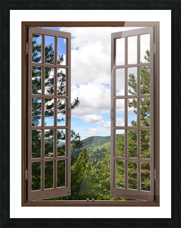 Pine Trees and Grassy Hills Picture Frame print