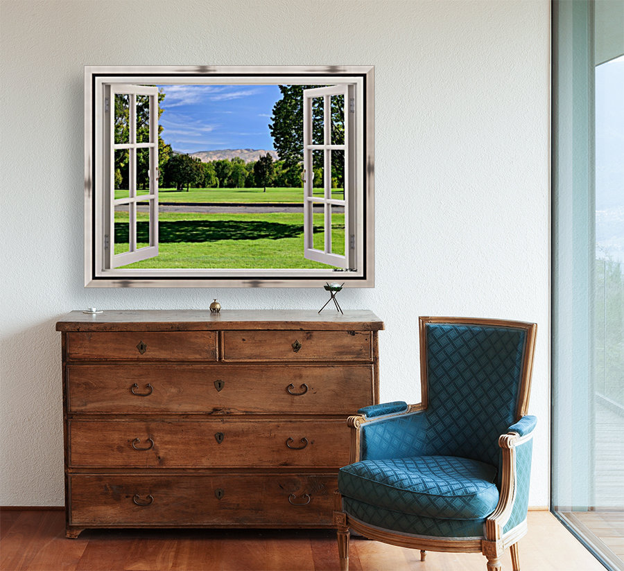 Relaxing Nature Walk - Lawn and Distant Hills Reproduction