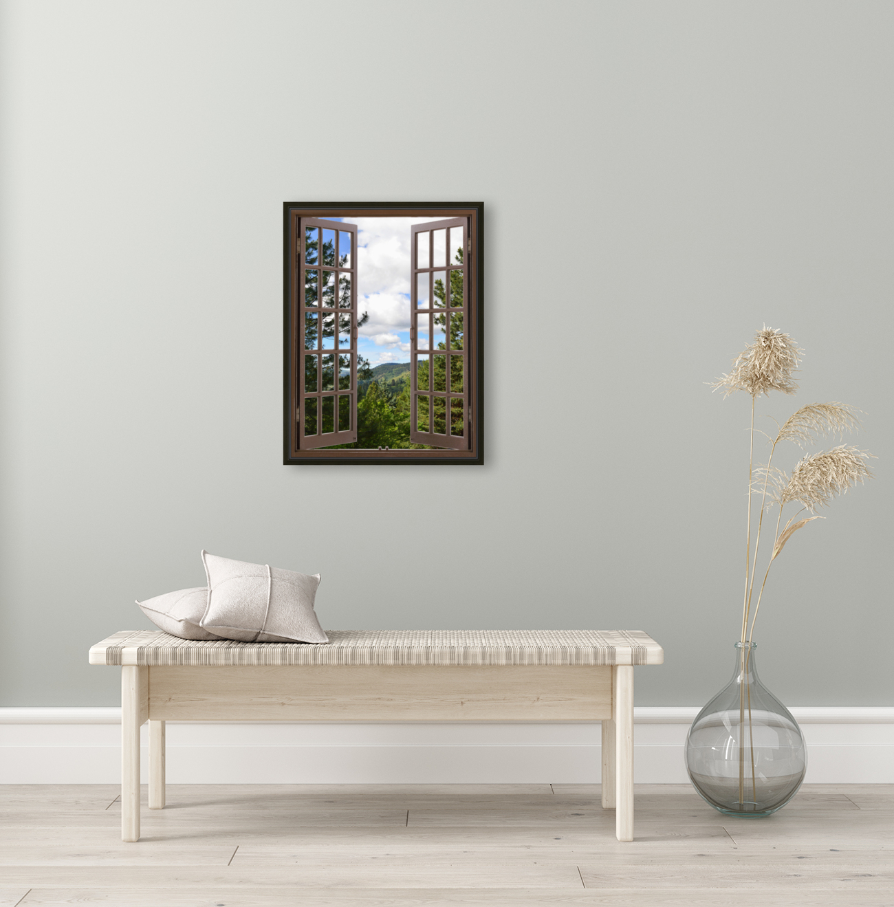 Pine Trees and Grassy Hills Reproduction