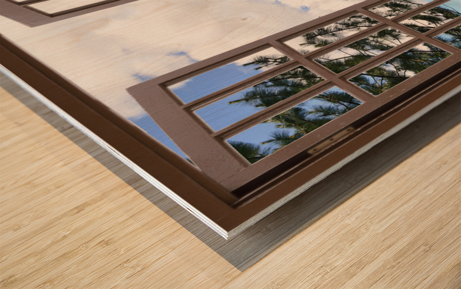 Pine Trees and Grassy Hills Wood print