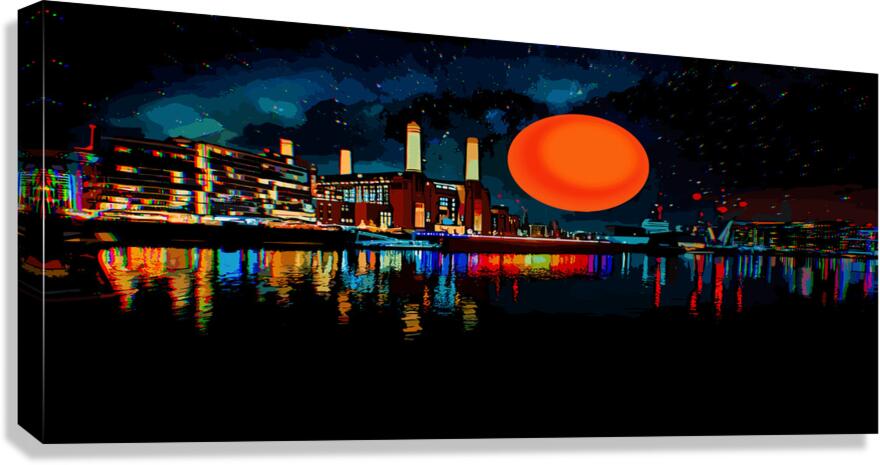 Harvest Moon Over Port Canvas Print