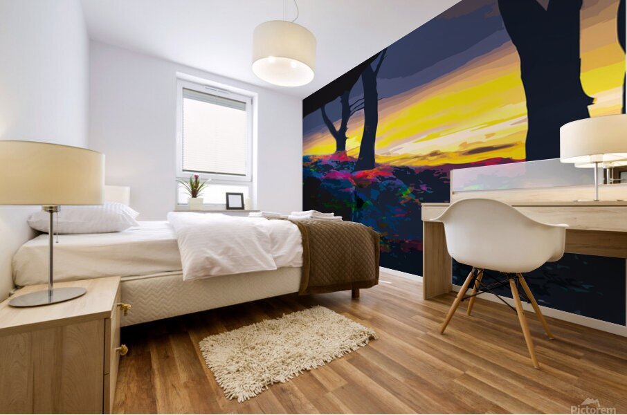 Rainbow Forest Sunset Mural print