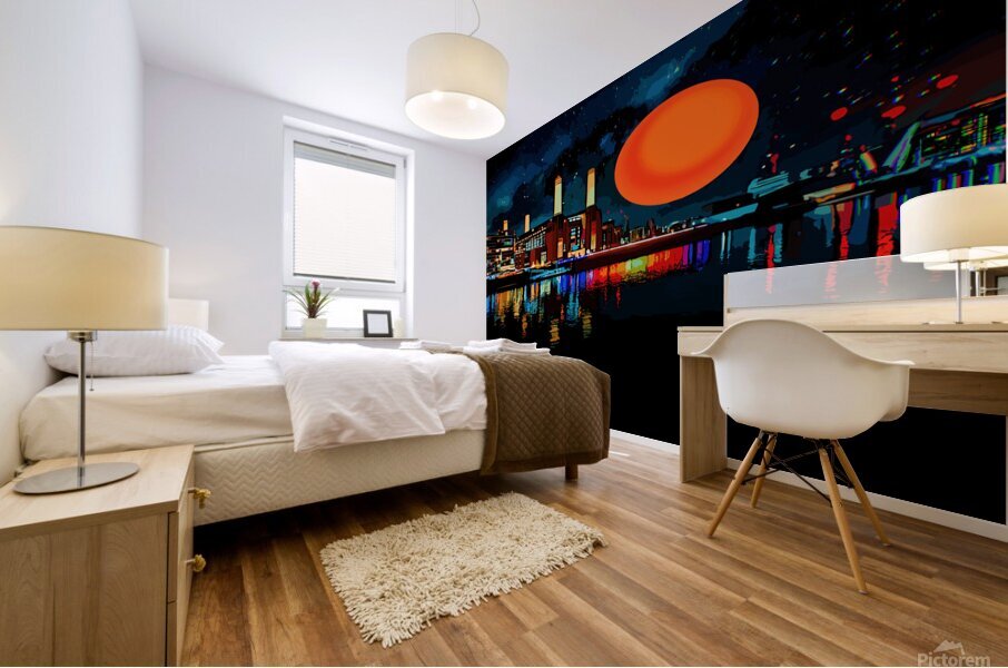 Harvest Moon Over Port Mural print