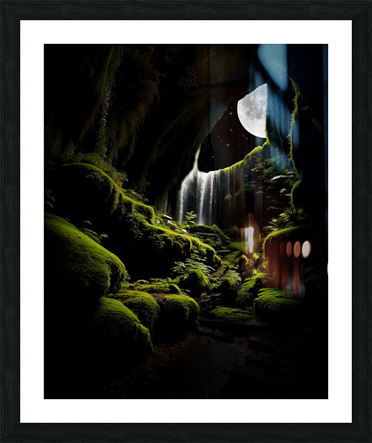 Cavern Darkness Green Picture Frame print