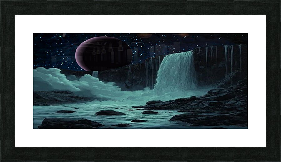 Waterfall   Night Picture Frame print