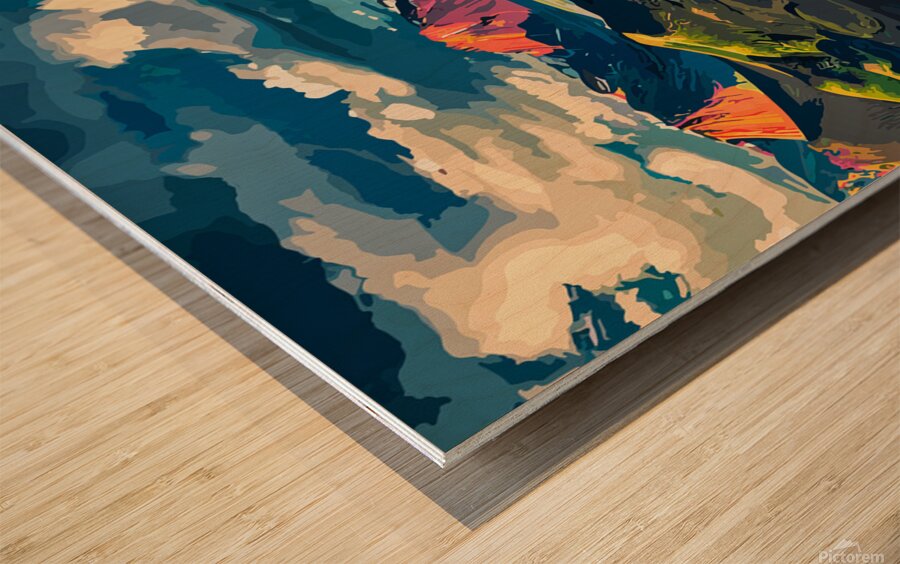 BlueGreen River Wood print