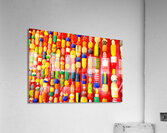 Decorative Lobster Floats on Red Wall Acrylic Print