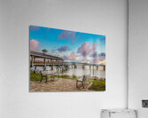 Empty Benches by a Winter Pier Acrylic Print