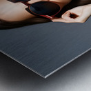 Woman with Eyes Looking Through Dark Sunglasses Metal print