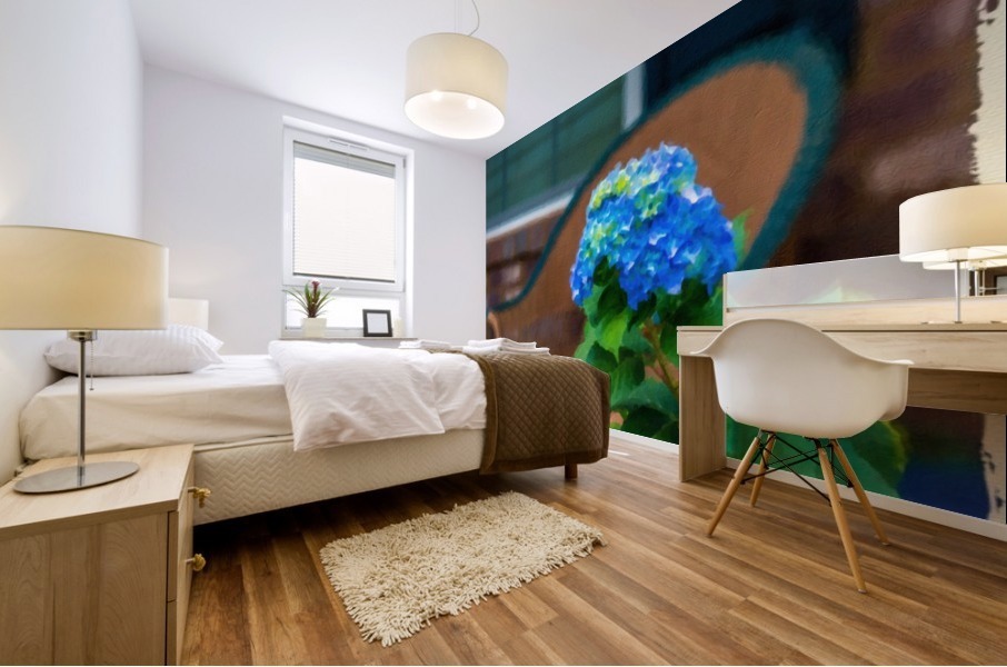 Blue Hydrangea in Oil Mural print