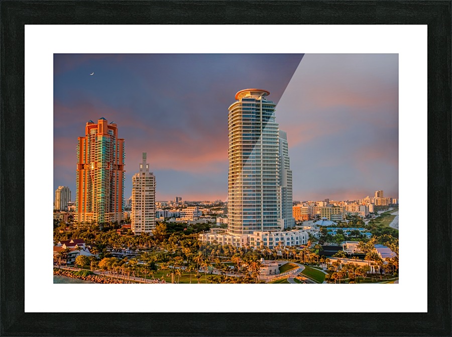Dusk on Miami Beach Condos Picture Frame print