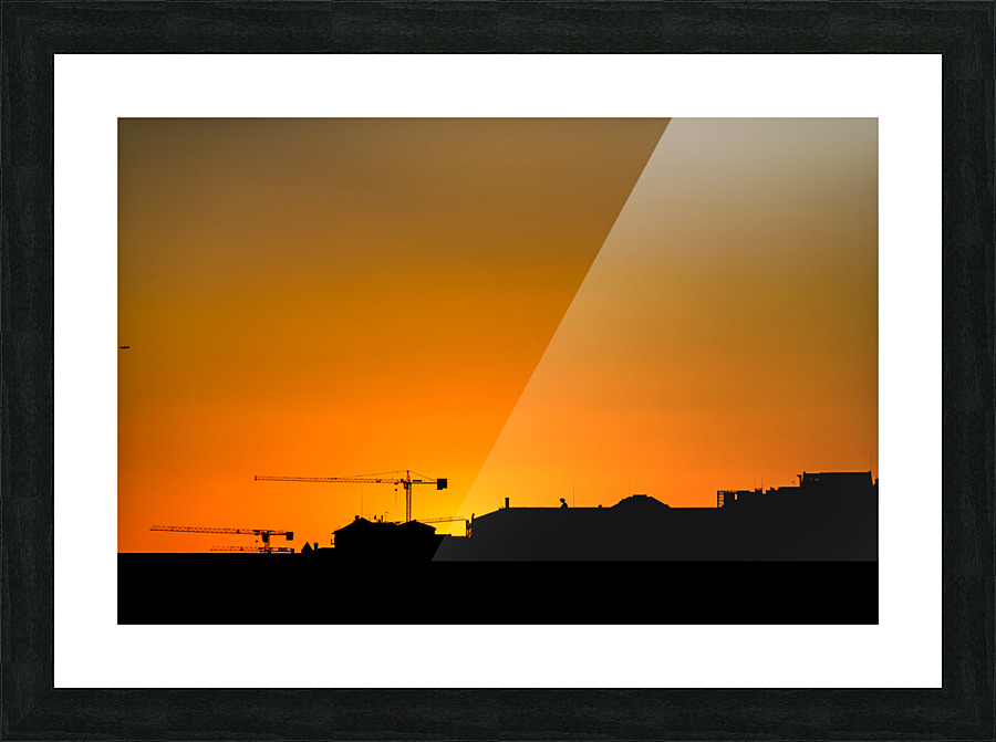 Two Cranes at Sunset Picture Frame print