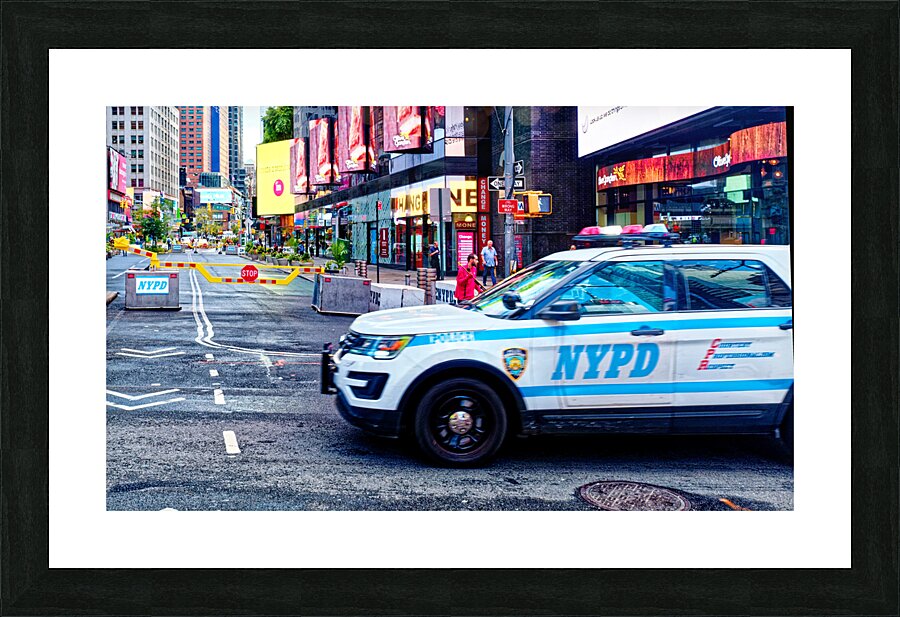 NYPD Car Crossing Times Square Picture Frame print