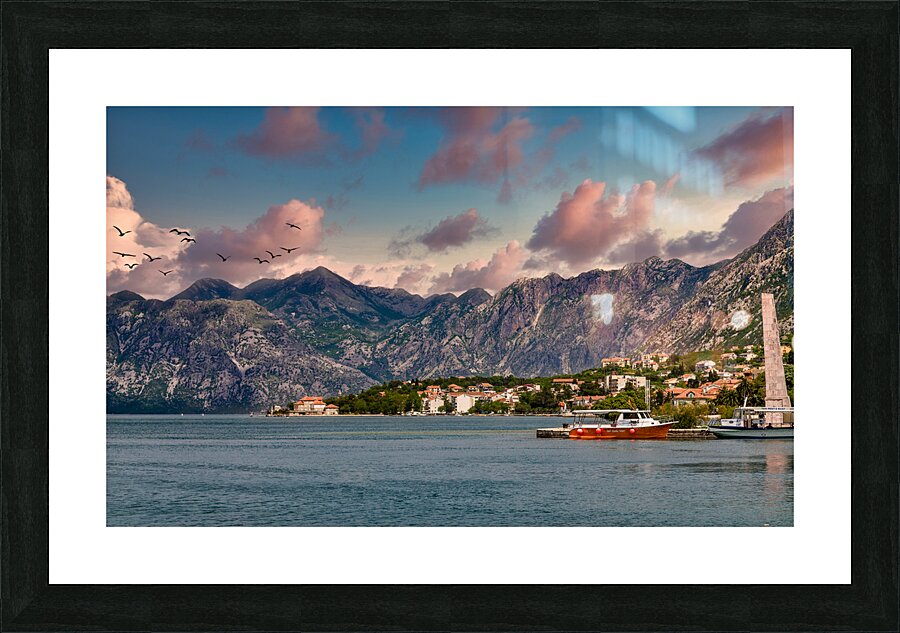 Orange Boat in Kotor Bay Picture Frame print