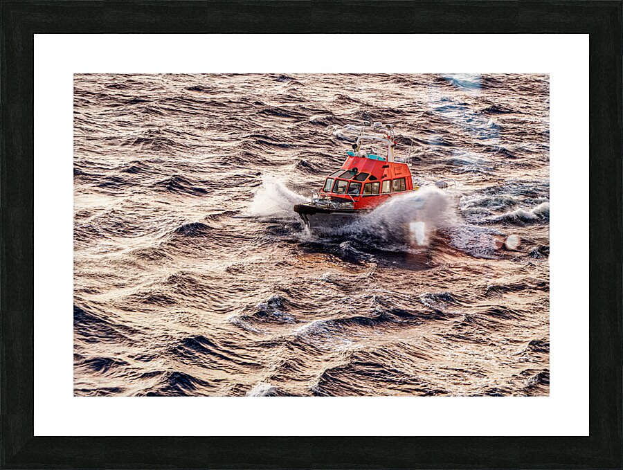 Pilot Boat with Cruise Ship Leaving Roatan Picture Frame print