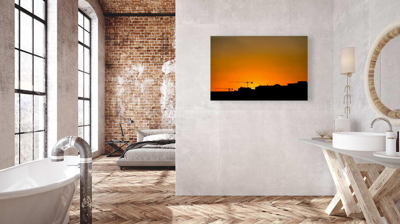 Two Cranes at Sunset Reproduction