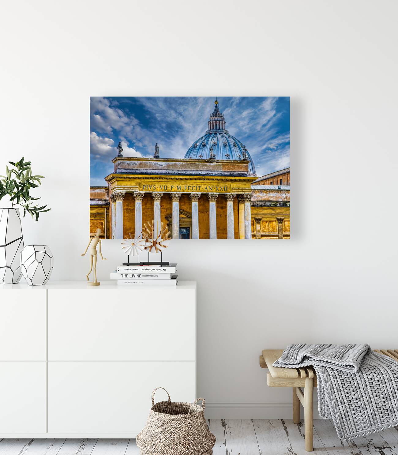 Ancient Columns and Saint Peters Basilica Reproduction