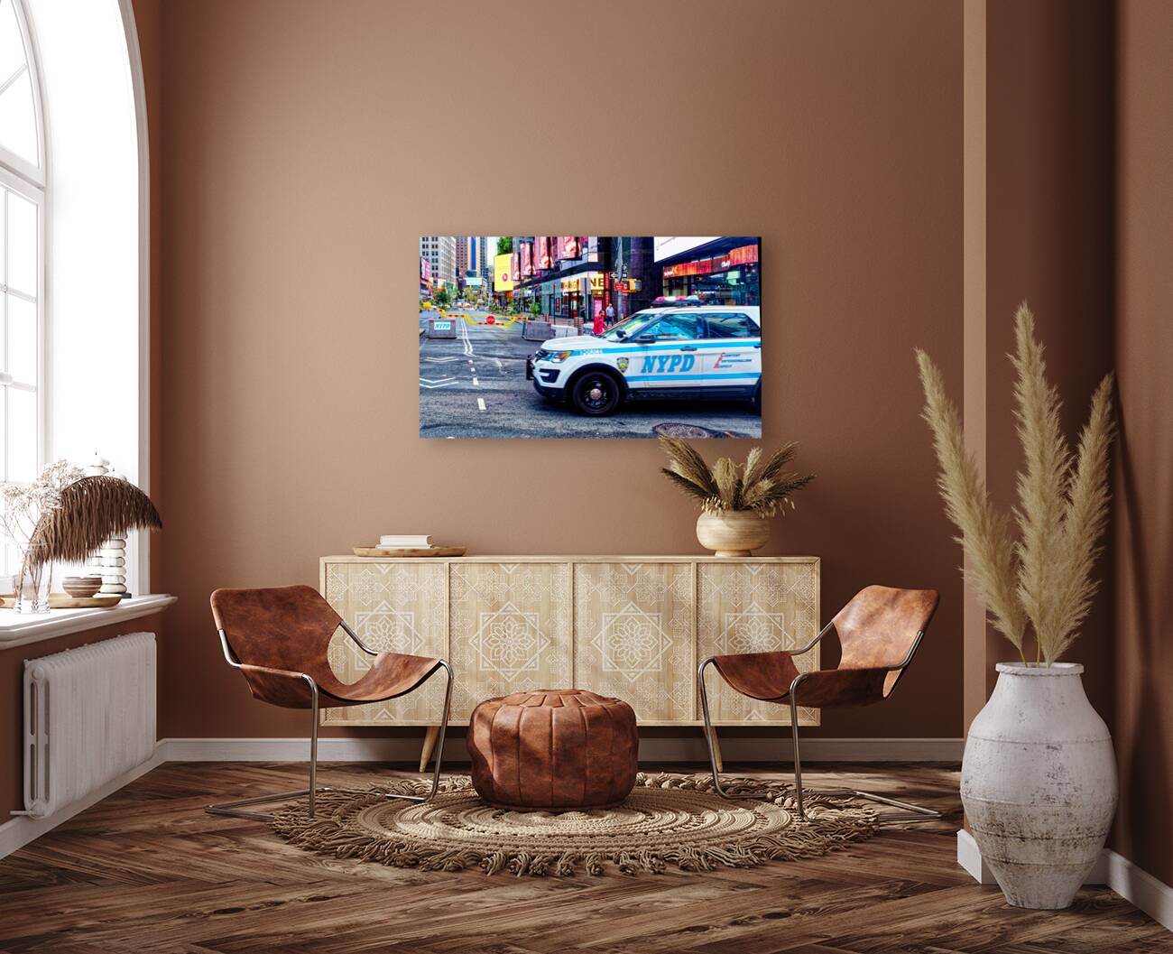 NYPD Car Crossing Times Square Reproduction