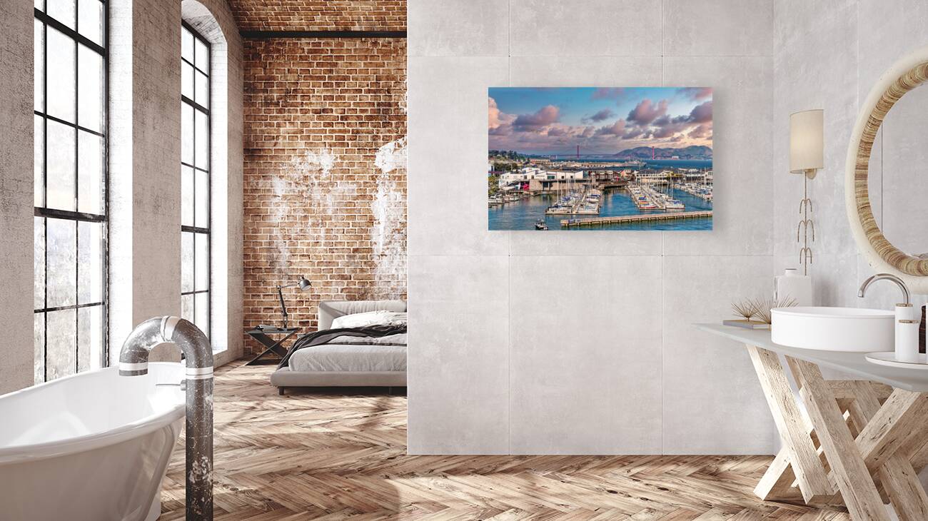 Marina at Pier 39 with Golden Gate Bridge Reproduction