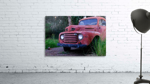 OldRedTruckbyGrass Wall Preview