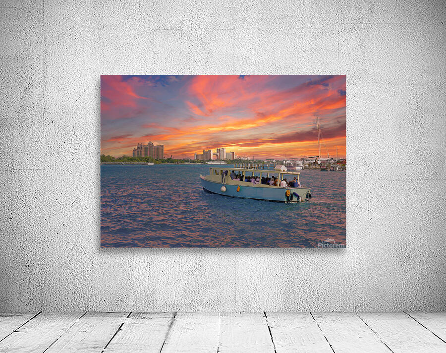 Tour Boat at Nassau Bahamas with Atlantis in Background Wall Preview