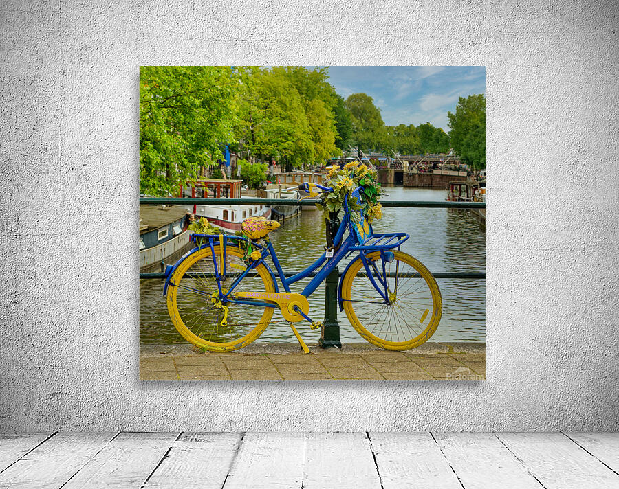 Bike Along Canal Bridge in Amsterdam Wall Preview