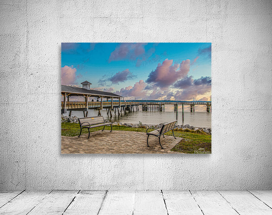 Empty Benches by a Winter Pier Wall Preview