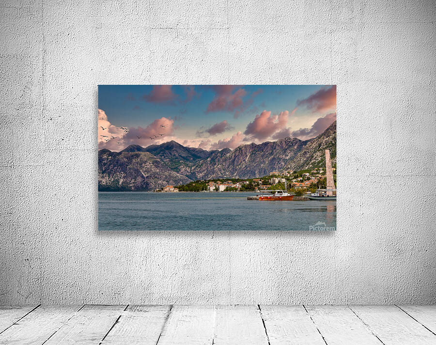 Orange Boat in Kotor Bay Wall Preview