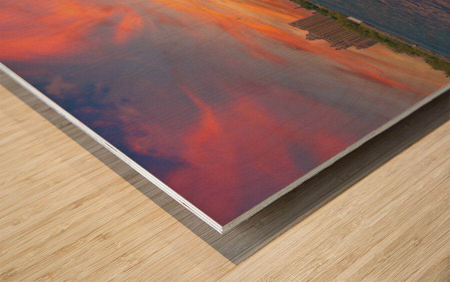 Tour Boat at Nassau Bahamas with Atlantis in Background Wood print