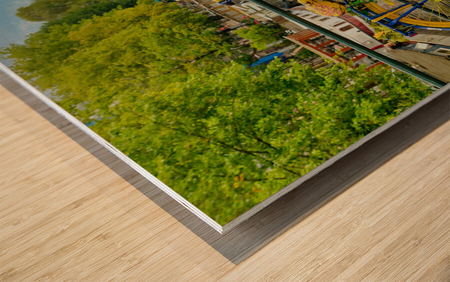 Bike Along Canal Bridge in Amsterdam Wood print