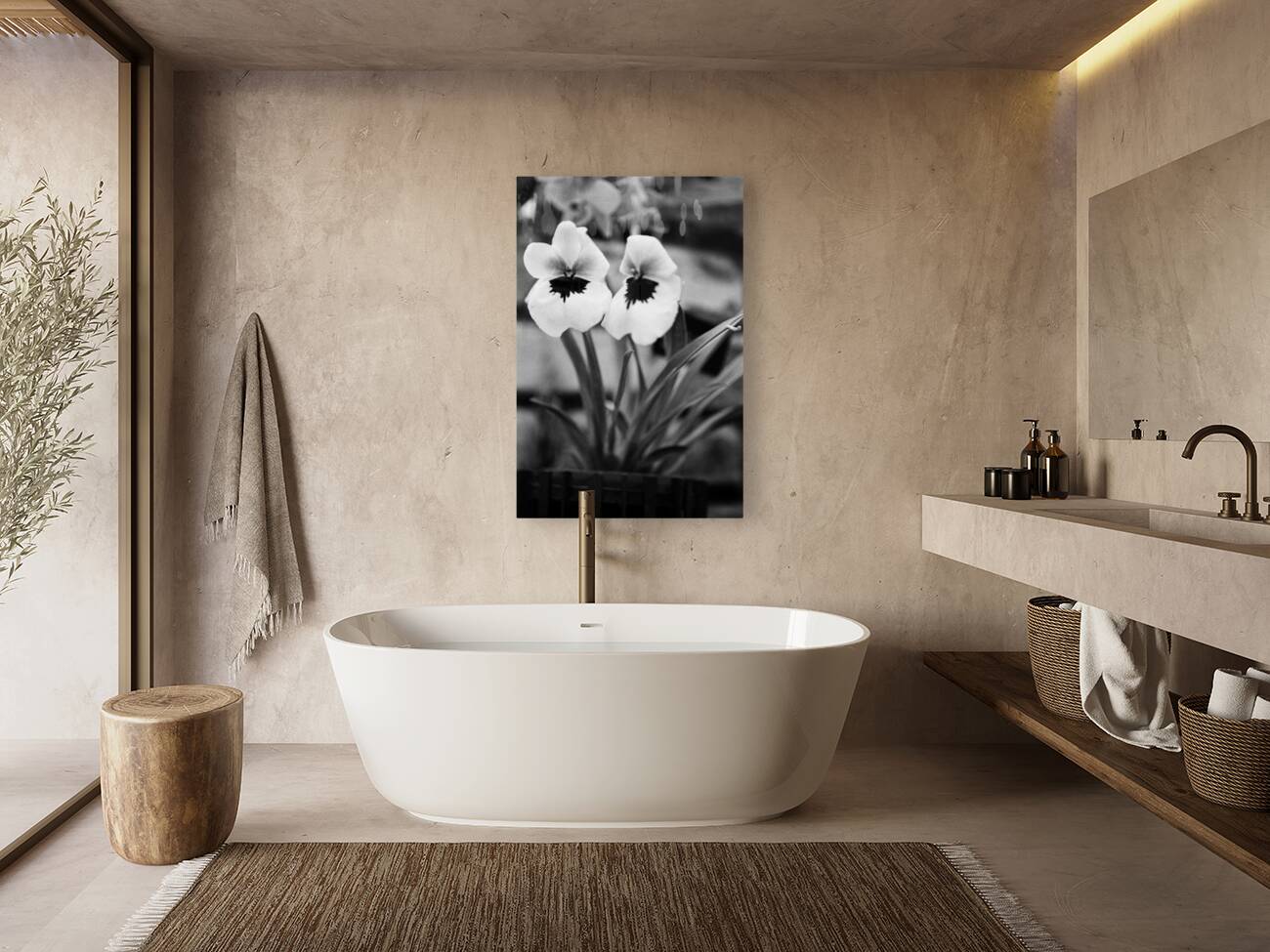 Black  White Floral Series - Double Trouble Reproduction