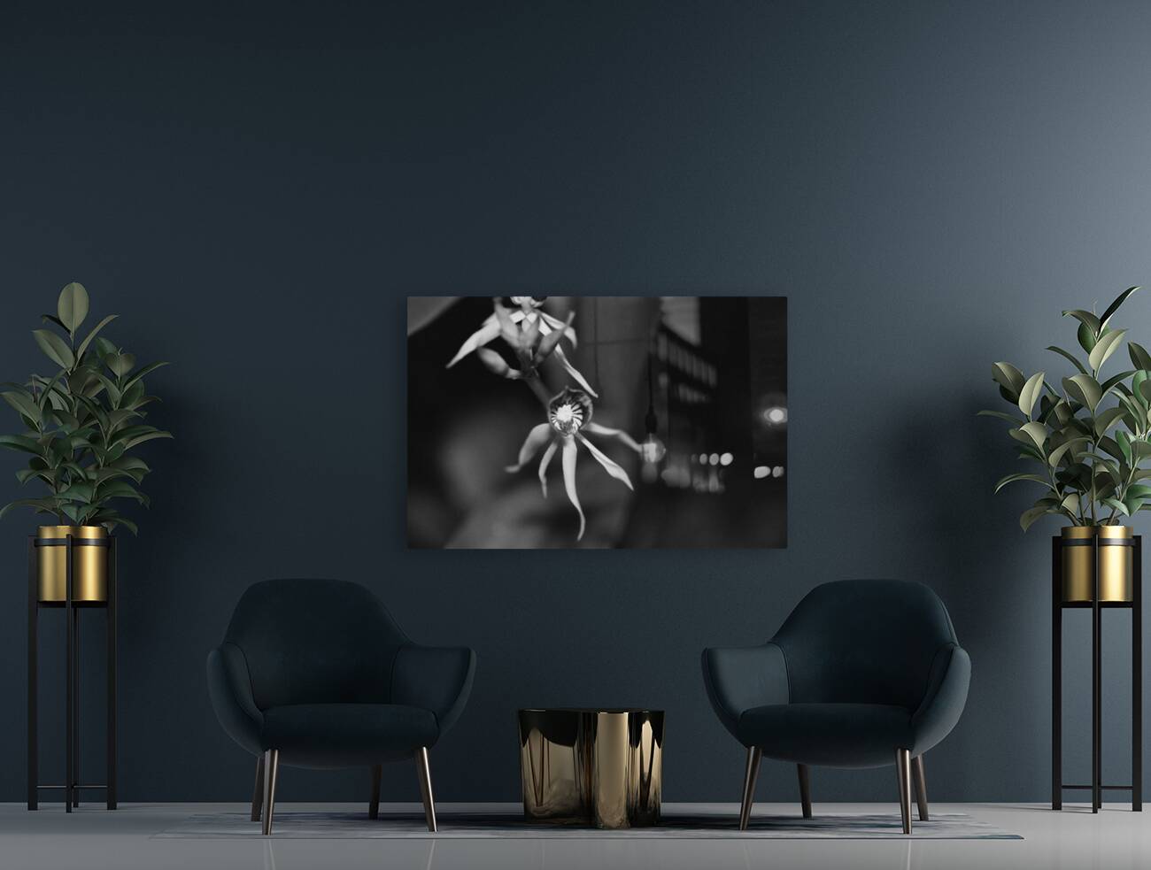 Black  White Floral Series 11 Reproduction